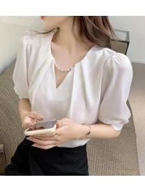 Korean Style Hollow Out Peral Matching Blouse