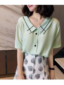 Korean Style  Color Matching Sweet Fresh Blouse 