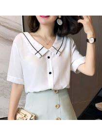 Korean Style  Color Matching Sweet Fresh Blouse 