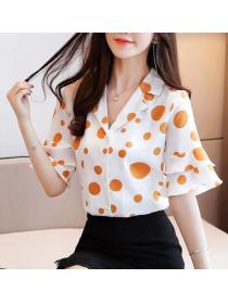 New Style Wave Point Horn Sleeve Blouse 