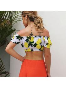 Hot sale off-shoulder sexy print short-sleeved beach vacation tube top for women