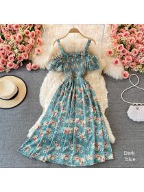 Summer new Korean fashion floral dress French temperament Sling dress