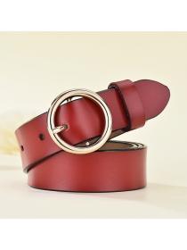 Ladies matching round buckle leather belt