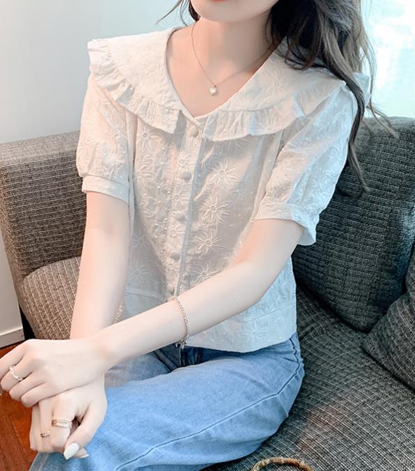 On Sale Doll Collars Solid Color Blouse