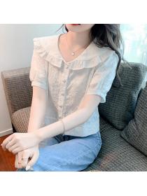 On Sale Doll Collars Solid Color Blouse 