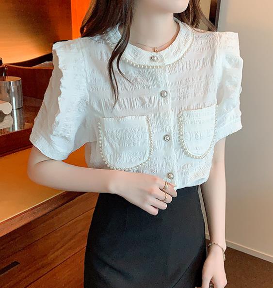On Sale Solid Color Puff Sleeve Fashion Blouse