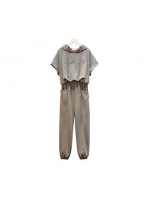 【M-4XL】Summer new loose casual Plus size Top wide leg pants two-piece set