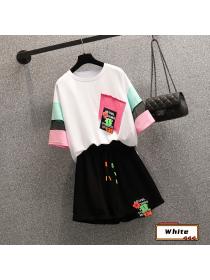 【M-4XL】Summer new Round neck T-shirt Fashion Casual Short pants Two pieces set