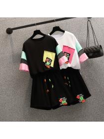 【M-4XL】Summer new Round neck T-shirt Fashion Casual Short pants Two pieces set