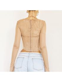 Outlet hot style Summer sexy women's mesh square neck hollow Corset Top 