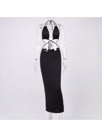 Outlet Hot style Summer sexy women's fashion Hip-full halter neck maxi dress