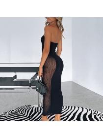 Outlet Hot style Fashion party mesh tube top rhinestone hip-full Maxi dress