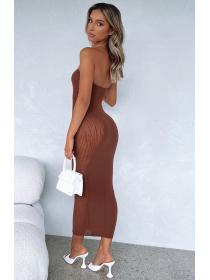 Outlet Hot style Fashion party mesh tube top rhinestone hip-full Maxi dress