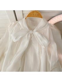 Hot sale puff sleeve slim Elegant blouse women's Matching bottoming shirt