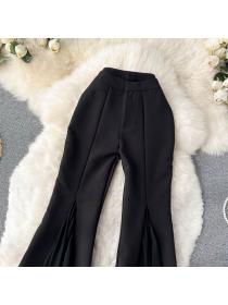 Hot sale flared pants women's high-waist slim straight casual wide leg pants