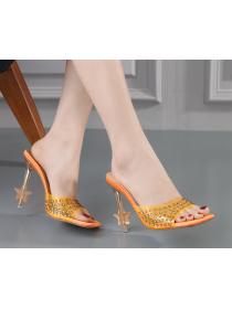 Outlet Crystal high-heeled diamond women's  PVC high-heeled Slipper