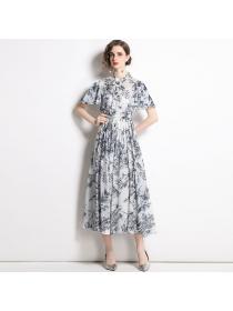 New style fashion print dress+ Sling top Two-piece Long Dress