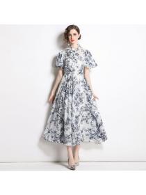 New style fashion print dress+ Sling top Two-piece Long Dress