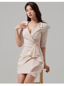 Korean fashion flounces ruffle professional buttock coveralls dress