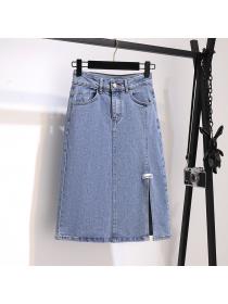 Summer new short-sleeved shirt high-waist A-line skirt two pieces set