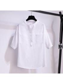 Summer new short-sleeved shirt high-waist A-line skirt two pieces set