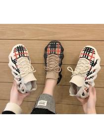 Discount Lace Up Grid Printing Fashion Shoes 