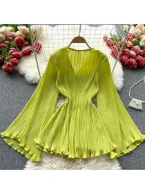 Outlet Flared Sleeve Pleated Thin Temperament matching Chiffon Shirt
