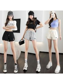 Women's Korean fashion matching casual home sports wide-leg shorts