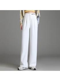 Summer thin High waist ice silk wide leg pants casual suit pants