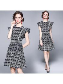 Hot sale Round neck slim fit A-line skirt dress for women