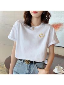 Summer new loose cotton fashion style half-sleeve top