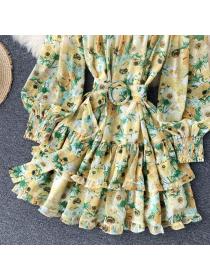 Hot sale off shoulder puff sleeve floral dress