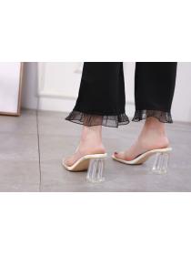 Crystal chunky heel shoes women's high heel slipper