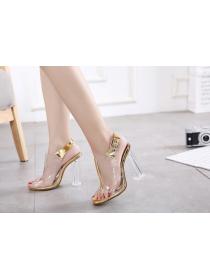 New style crystal chunky heel sandals women's high heel fish mouth sandals