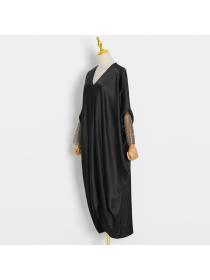 Summer Fashion Rhinestone Plain dress Loose Long dress