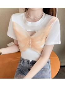 On Sale Hollow Out Gauze Matching T  Shirt 