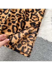 Summer Fashion V-neck Slim Long Leopard print dress for women