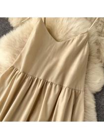 Korea style Summer Loose Plain Sling dress for women