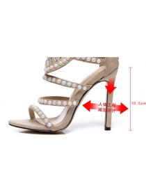 Women's new hollow rhinestone high heel fish mouth sandals