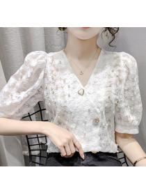 For Sale Hollow Out V  Collars Nobel Blouse 