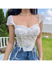 Outlet hot style Summer new bandage lace pattern sexy corset fashion top