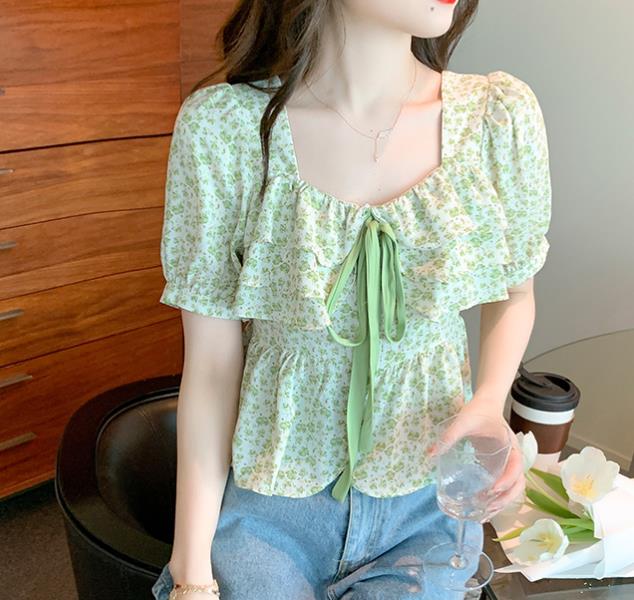 On Sale Doll Collars Floral Printing Blouse