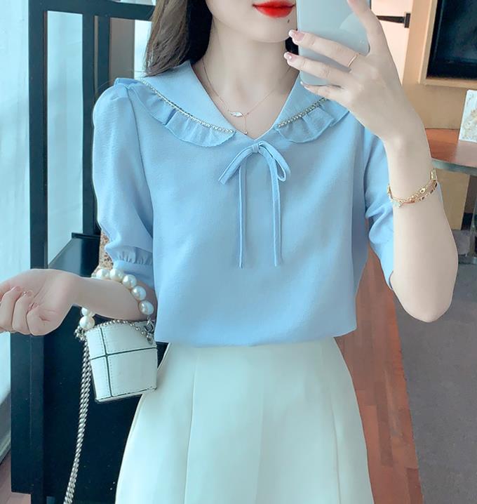 For Sale Bowknot Matching Fashion Blouse