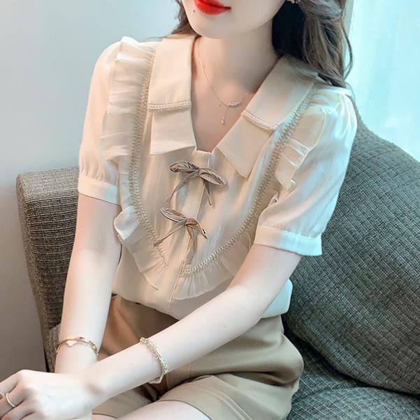Korean Style Doll Collars Puff Sleeve Blouse