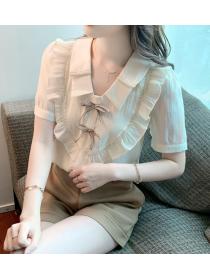 Korean Style Doll Collars Puff Sleeve Blouse 