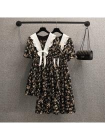 New style Korean fashion temperament V-neck matching Floral print Dress 
