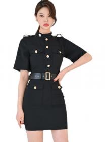 Korean Style   OL temperament slim waist and hips fashion professional dress