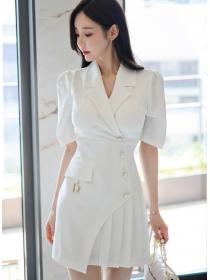 Korean Style temperament V-neck slim  fashion waist bag hip fishtail dress