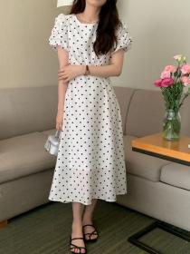 Korean fashion High waist Backless Sexy Puff sleeve dress for women