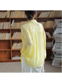 Lantern sleeve sunproof thin shirt women's summer new long-sleeved shirt
